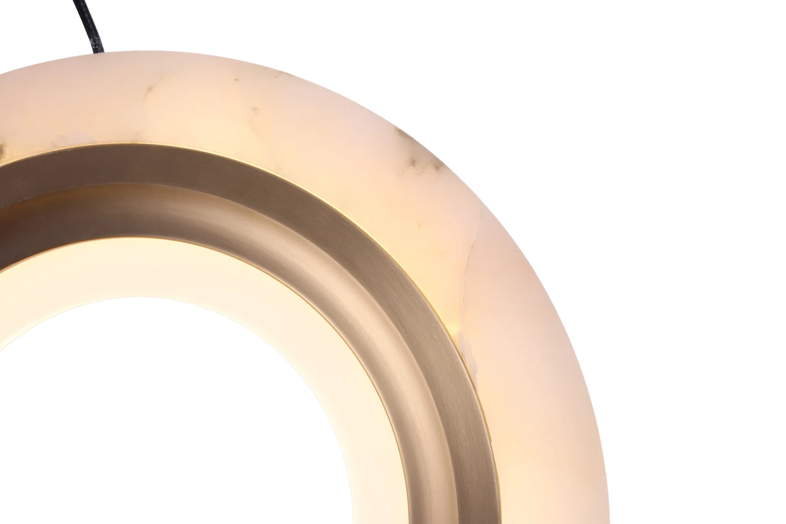 Alba Column – Vertical Alabaster Pendant in Matte Gold